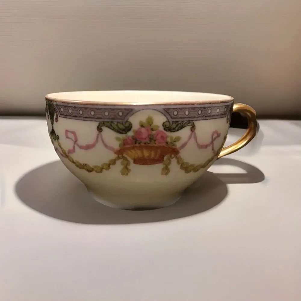 Antique Teacups Limoges France for Murray-Kay Ltd. Toronto purple floral 1930s
